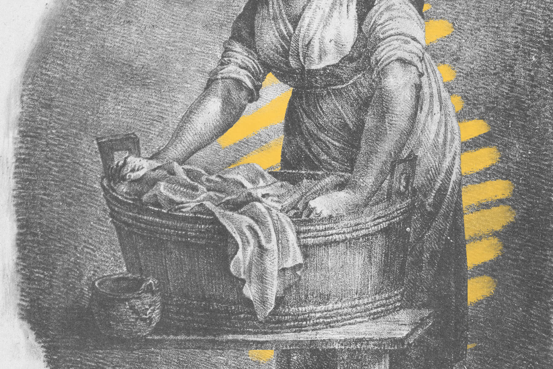 Woman with tub of laundry