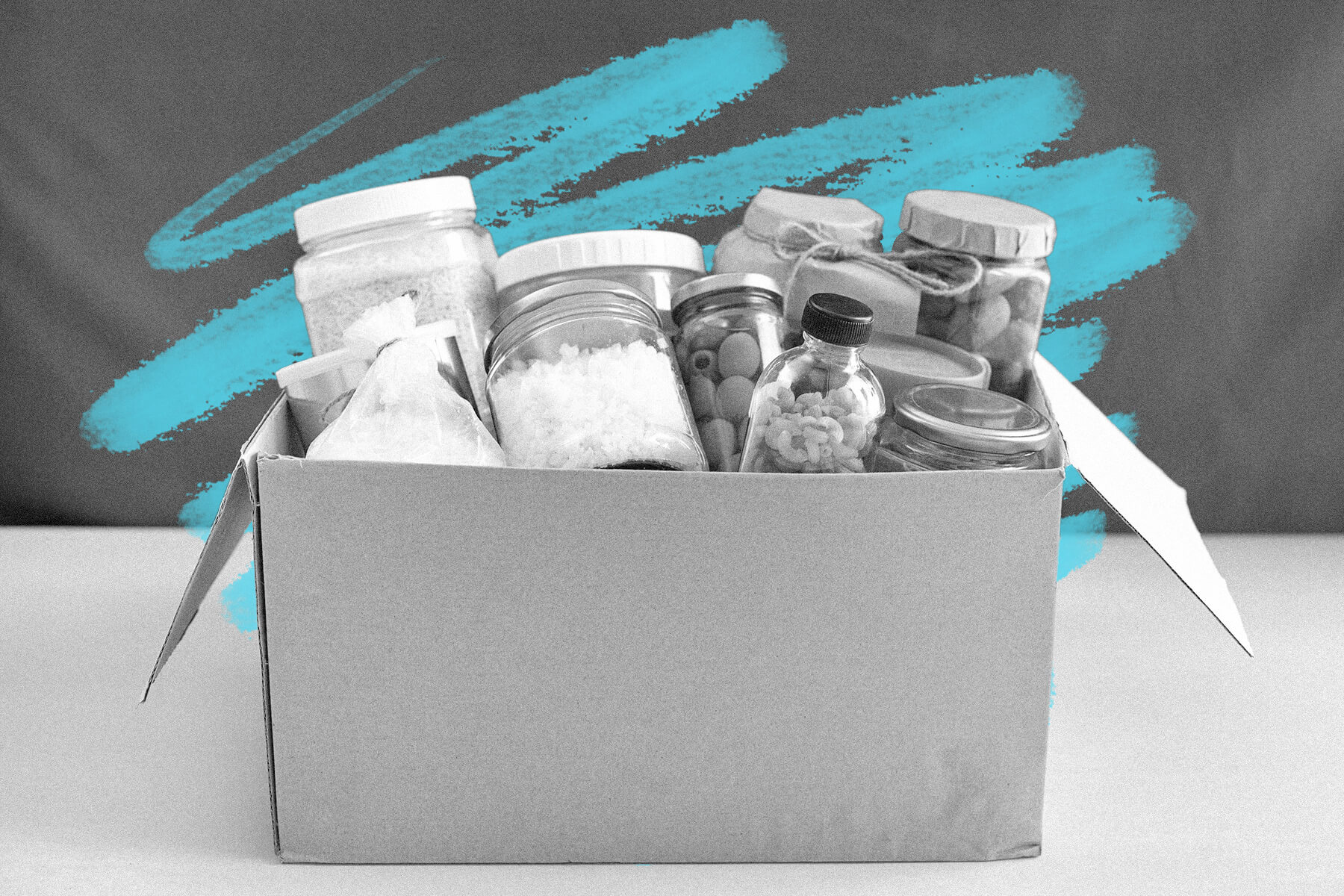 Donation box full of products