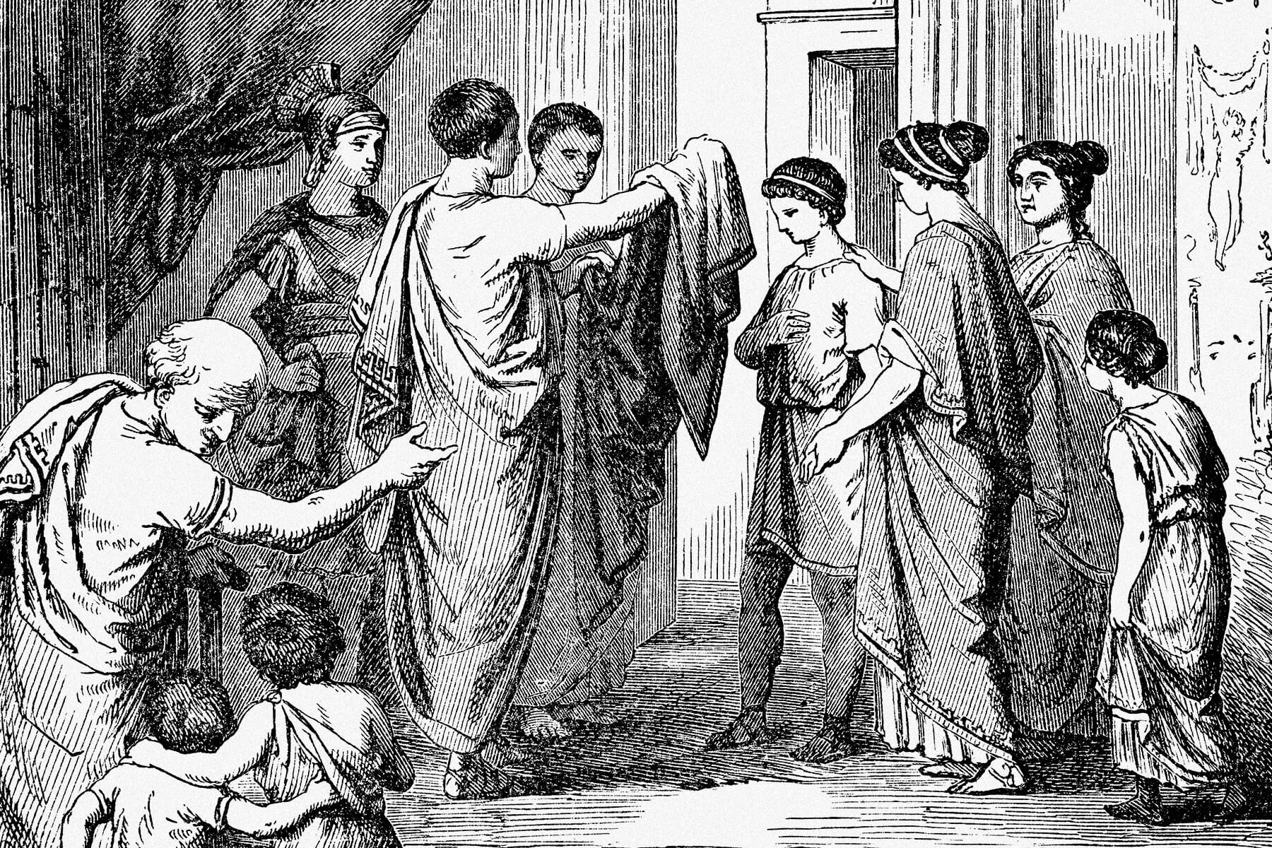 Young Roman given a toga