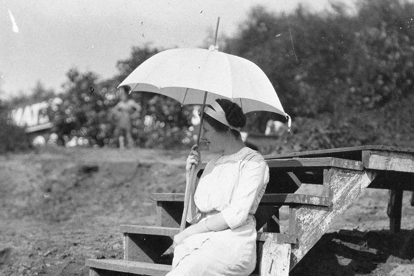 Woman shading herself