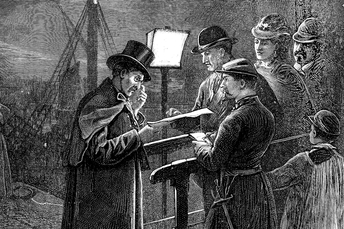 Examining passports, 1871