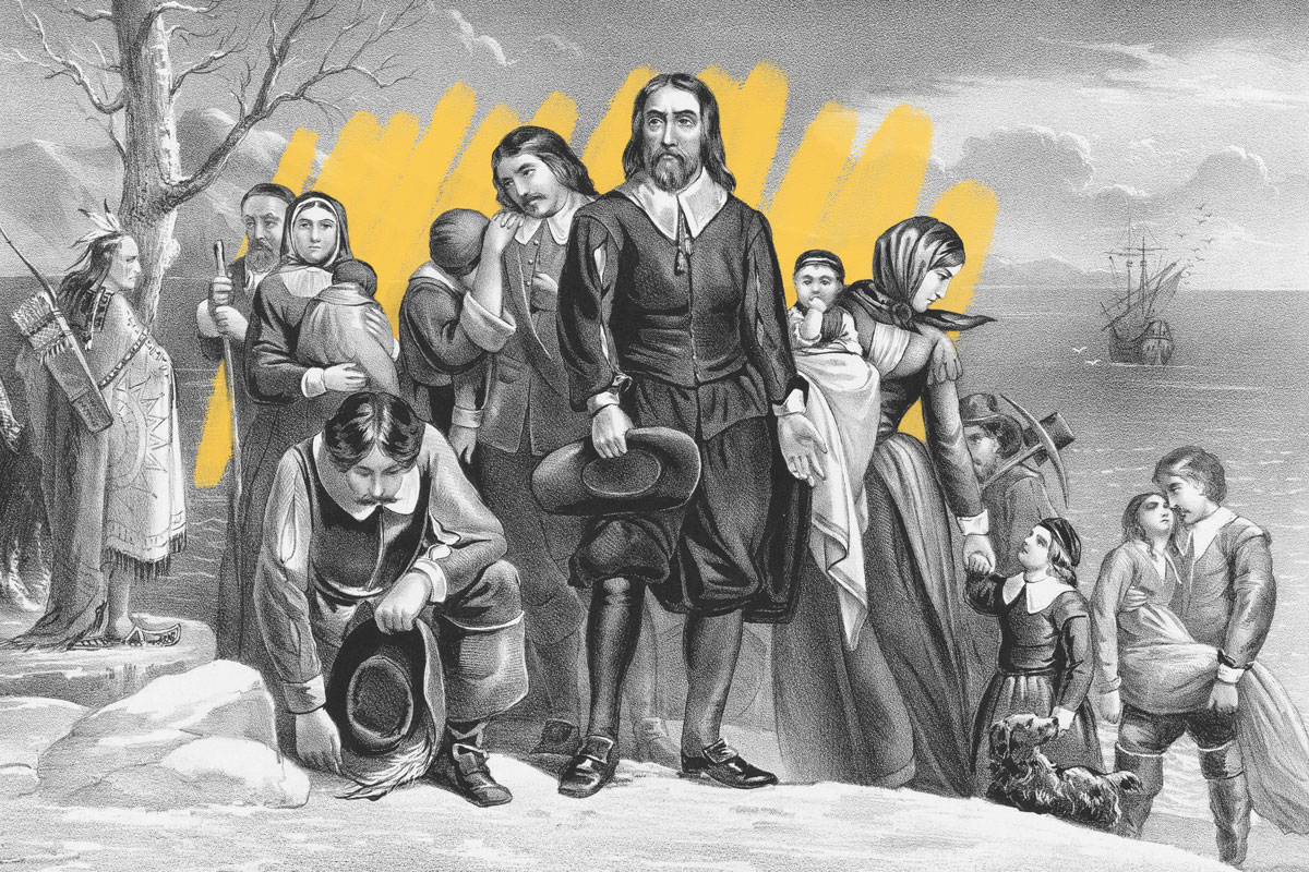 Pilgrims land at Plymouth, 1620