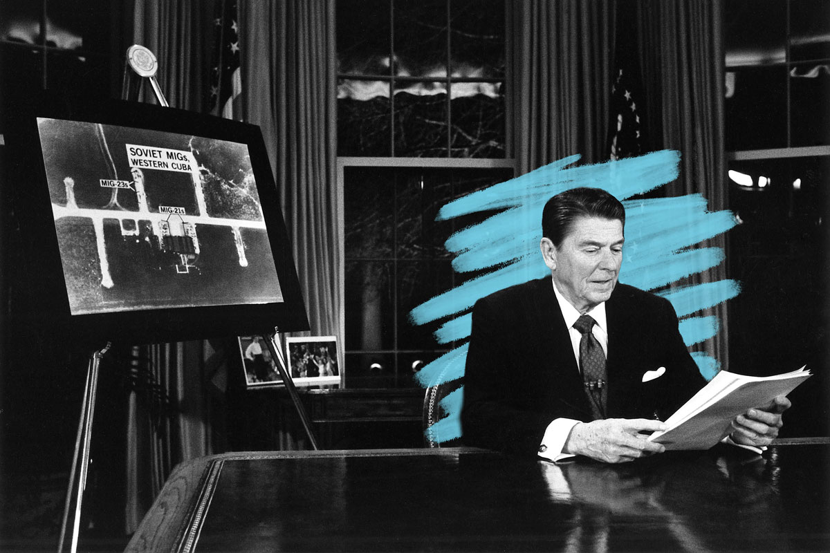 Reagan addressing the nation on the National Security Defense Initiative