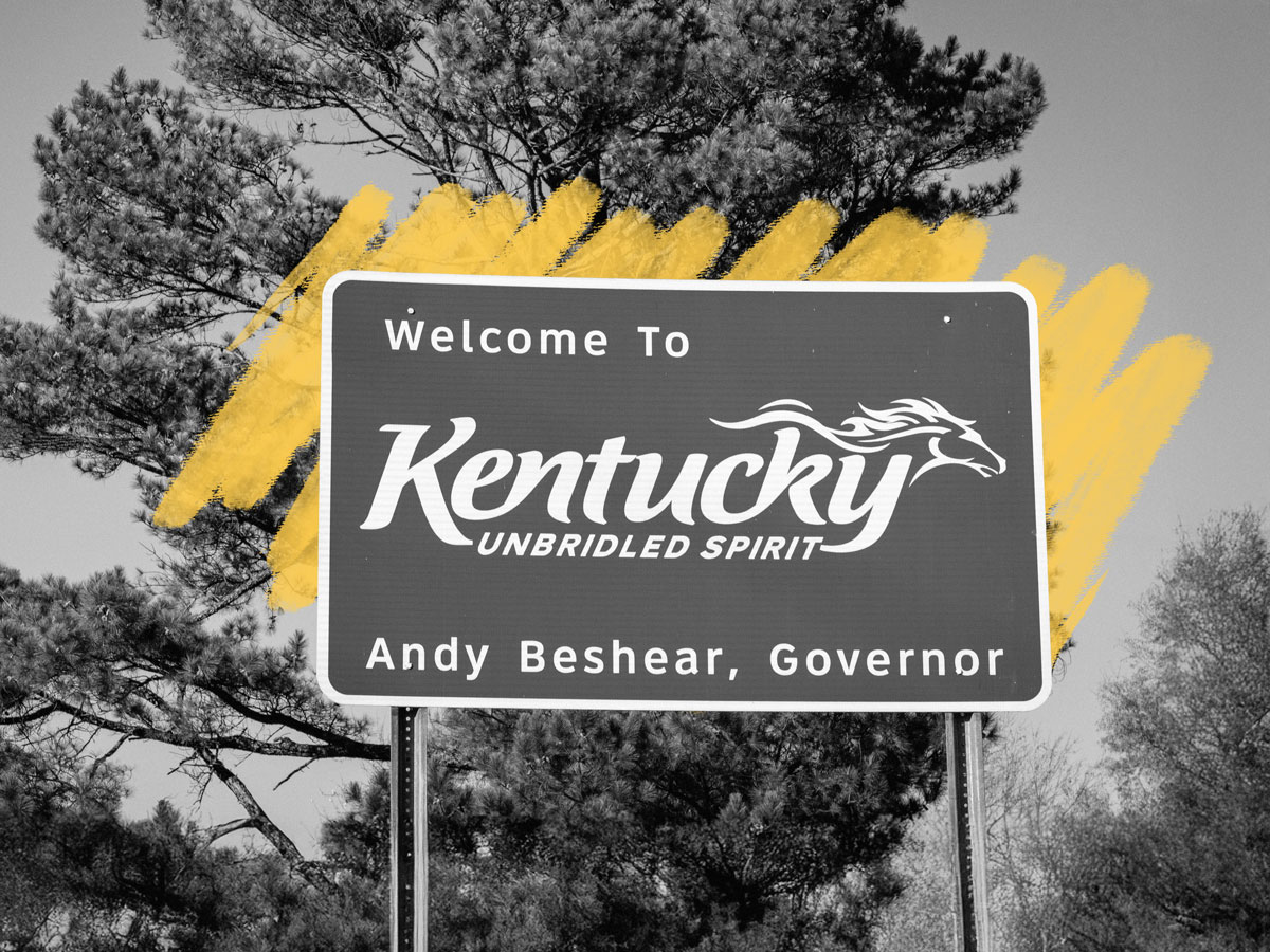 "Welcome to Kentucky" road sign