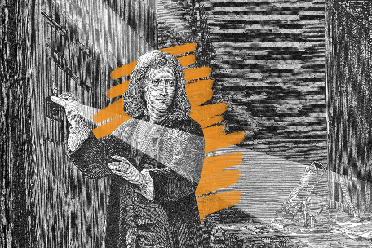 Isaac Newton analyzing a ray of light